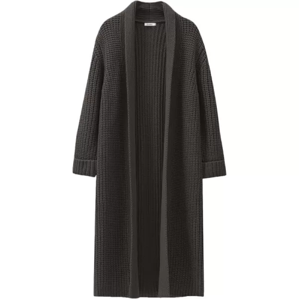 imageANRABESS Women Knit Long Cardigan Long Sleeve Open Front Lapel Oversized Sweater Coat 2023 Fall ClothesDeep Coffee