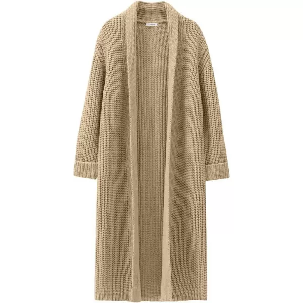 imageANRABESS Women Knit Long Cardigan Long Sleeve Open Front Lapel Oversized Sweater Coat 2023 Fall ClothesKhaki