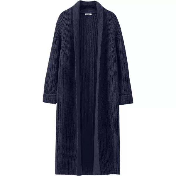 imageANRABESS Women Knit Long Cardigan Long Sleeve Open Front Lapel Oversized Sweater Coat 2023 Fall ClothesNavy Blue