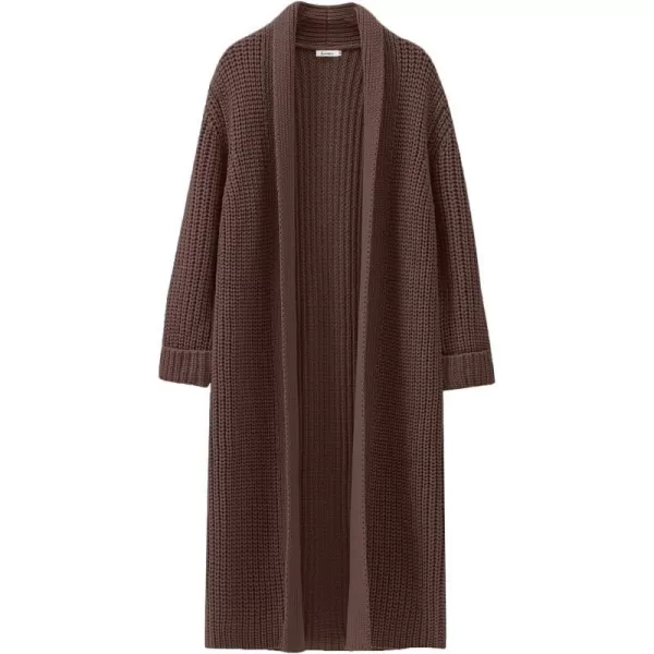 imageANRABESS Women Knit Long Cardigan Long Sleeve Open Front Lapel Oversized Sweater Coat 2023 Fall ClothesRed Brown