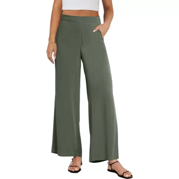 imageANRABESS Women Linen Palazzo Pants Summer Wide Leg High Waisted Casual Loose Flowy Work Pant Trousers with Pocket05 Dark Green