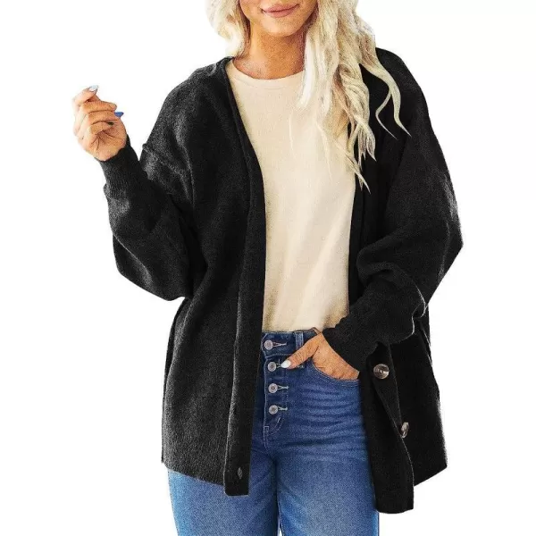 imageANRABESS Women Long Sleeve Button Down V Neck Lightweight Classic Open Front Soild Sweater Cardigans00black