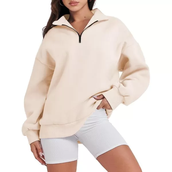 imageANRABESS Women Long Sleeve Oversized Half Zip Pullover Sweatshirt Y2K Hoodie Sweater Trendy Fall ClothesApricot