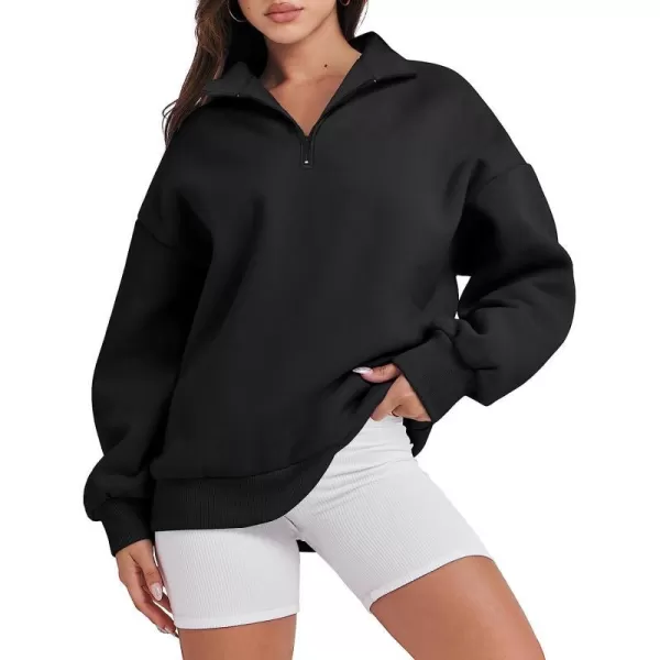 imageANRABESS Women Long Sleeve Oversized Half Zip Pullover Sweatshirt Y2K Hoodie Sweater Trendy Fall ClothesBlack