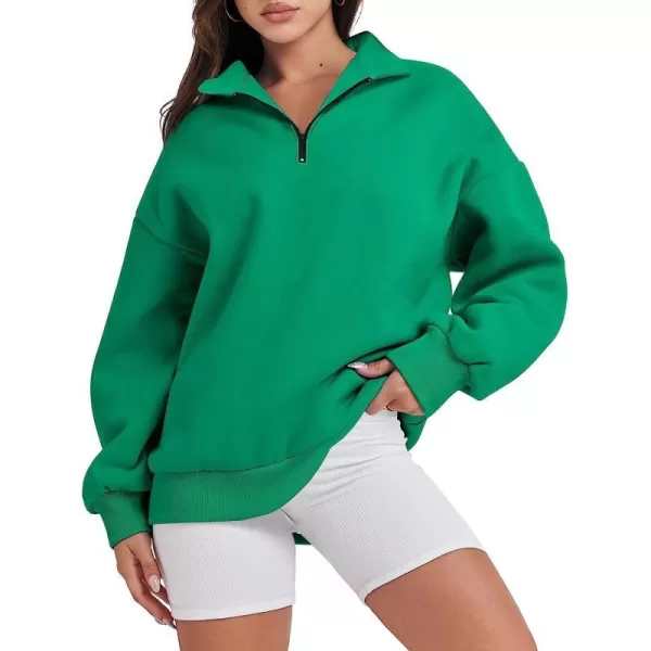 imageANRABESS Women Long Sleeve Oversized Half Zip Pullover Sweatshirt Y2K Hoodie Sweater Trendy Fall ClothesGrass