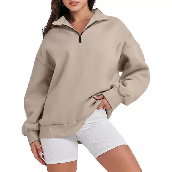 imageANRABESS Women Long Sleeve Oversized Half Zip Pullover Sweatshirt Y2K Hoodie Sweater Trendy Fall ClothesKhaki