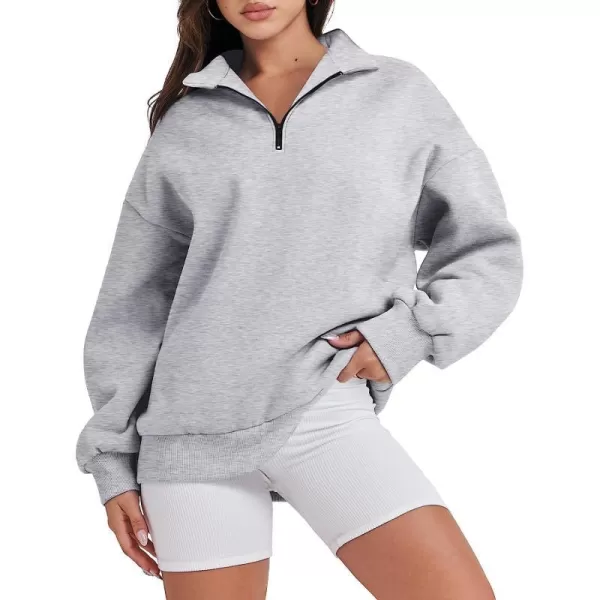 imageANRABESS Women Long Sleeve Oversized Half Zip Pullover Sweatshirt Y2K Hoodie Sweater Trendy Fall ClothesLight Gray