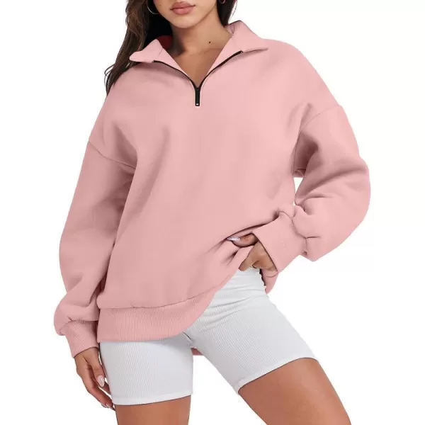 imageANRABESS Women Long Sleeve Oversized Half Zip Pullover Sweatshirt Y2K Hoodie Sweater Trendy Fall ClothesLight Pink
