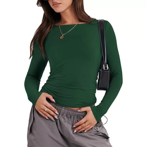 imageANRABESS Women Long Sleeve Slim Fit Crop Top Going Out Tight Y2K TShirt Trendy Tees StreetwearForest