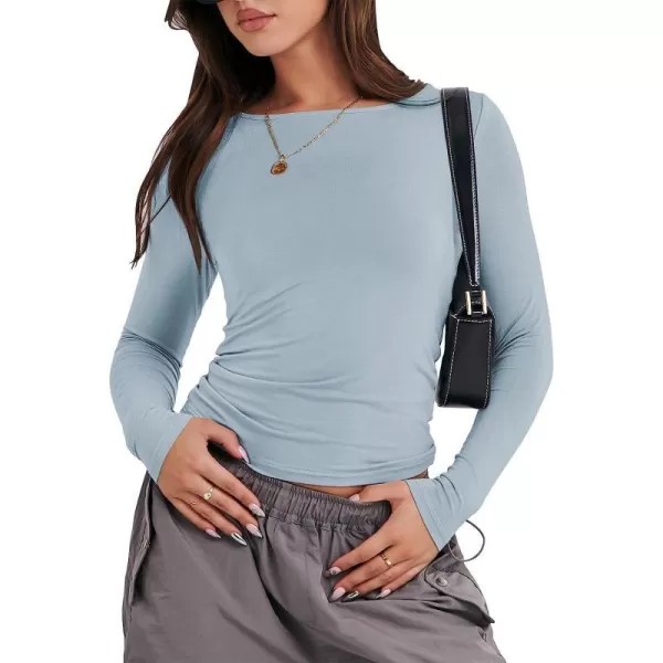 imageANRABESS Women Long Sleeve Slim Fit Crop Top Going Out Tight Y2K TShirt Trendy Tees StreetwearLight Blue