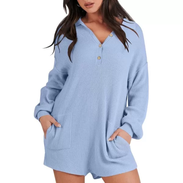 imageANRABESS Women One Piece Pajamas Sweater Rompers 2024 Spring Around House Lounging Outfits Long SLeeve Knit JumpsuitsSky