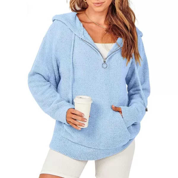 imageANRABESS Women Quarter Zip Long Sleeve Oversized Hoodie Sweater Drawsring V Neck Casual Loose Fall Sweatshirt ClothesBlue