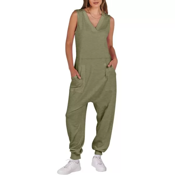 imageANRABESS Women Summer Casual Sleeveless V Neck Harem Jumpsuits One Piece Outfits Baggy Loose Lounge Rompers JumperArmy Green