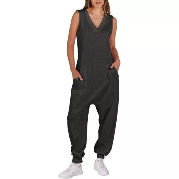 imageANRABESS Women Summer Casual Sleeveless V Neck Harem Jumpsuits One Piece Outfits Baggy Loose Lounge Rompers JumperBlack