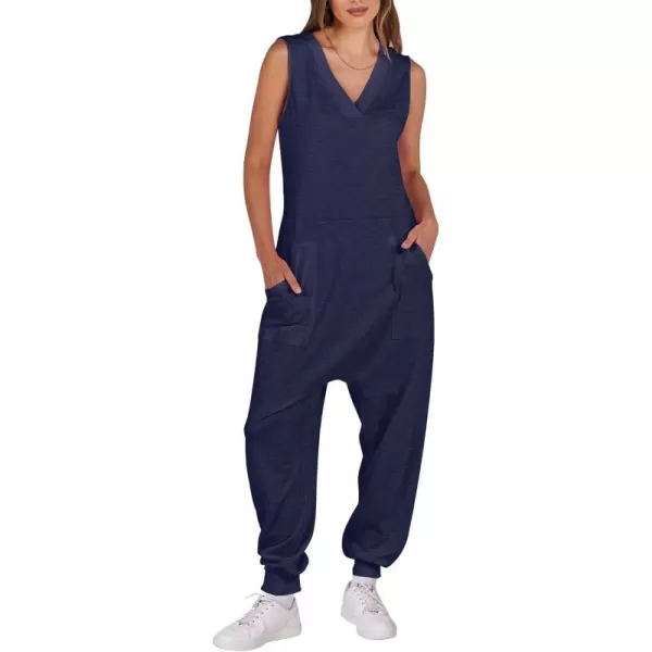 imageANRABESS Women Summer Casual Sleeveless V Neck Harem Jumpsuits One Piece Outfits Baggy Loose Lounge Rompers JumperNavy Blue