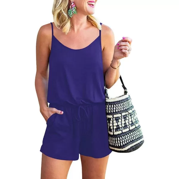 imageANRABESS Women Summer Loose Solid Sleeveless Jumpsuit Rompers Spaghetti Strap Adjustable Waist Short Pant Rompers02royal Blue