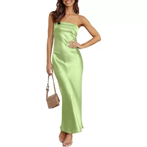 imageANRABESS Women Summer Satin Strapless Formal Dress Sexy Backless Bodycon Wedding Cocktail Party Maxi DressLight Green