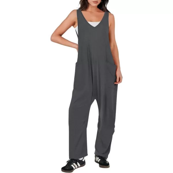 imageANRABESS Women Summer Sleeveless Casual Loose Baggy V Neck Jumpsuit Romper OutftsGrey
