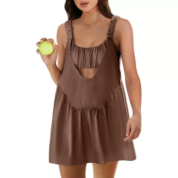 imageANRABESS Women Summer Sleeveless Mini Dress Builtin Bra and Shorts Casual Cutout Workout Athletic 2 Piece Tennis DressesBrown