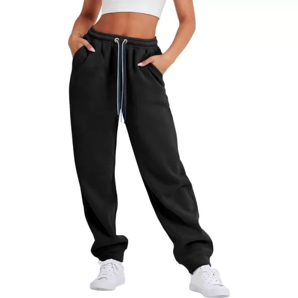 imageANRABESS Women Sweatpants Baggy High Waist Fleece Athletic Jogger Pant Trousers Y2K Teen GirlsBlack