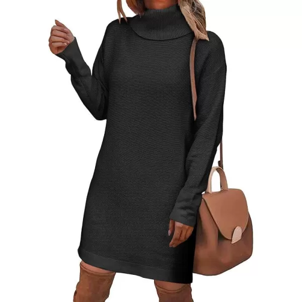 imageANRABESS Women Turtleneck Long Batwing Sleeve Casual Loose Oversized Sweater Dress Knit Fall Winter Pullover DressesBlack