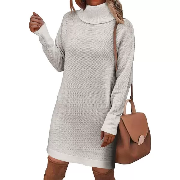 imageANRABESS Women Turtleneck Long Batwing Sleeve Casual Loose Oversized Sweater Dress Knit Fall Winter Pullover DressesGray