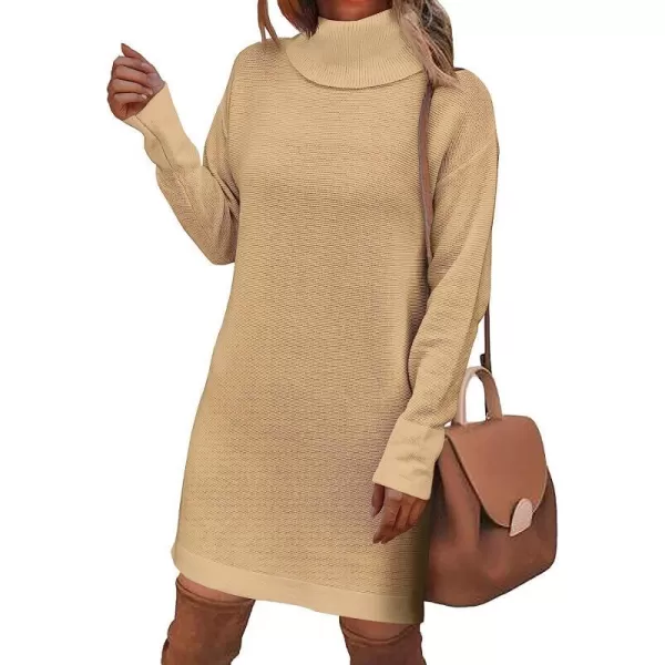 imageANRABESS Women Turtleneck Long Batwing Sleeve Casual Loose Oversized Sweater Dress Knit Fall Winter Pullover DressesKhaki