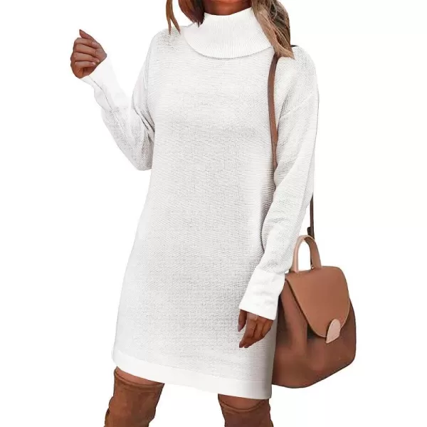 imageANRABESS Women Turtleneck Long Batwing Sleeve Casual Loose Oversized Sweater Dress Knit Fall Winter Pullover DressesWhite