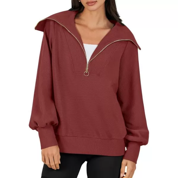 imageANRABESS Womens 2023 Fall Fashion Oversized Quarter Zip Pullover Sweatshirts Hoodie for Teen Girls Trendy Y2K ClothesBurgundy