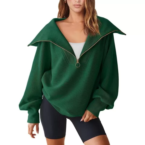 imageANRABESS Womens 2023 Fall Fashion Oversized Quarter Zip Pullover Sweatshirts Hoodie for Teen Girls Trendy Y2K ClothesGreen