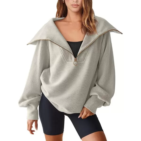 imageANRABESS Womens 2023 Fall Fashion Oversized Quarter Zip Pullover Sweatshirts Hoodie for Teen Girls Trendy Y2K ClothesLight Gray