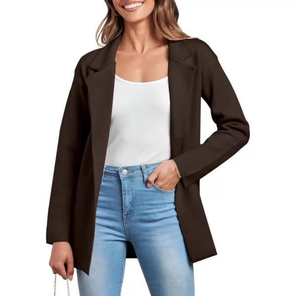 imageANRABESS Womens 2023 Open Front Cardigan Coats Long Sleeve Lapel Casual Chunky Sweater Blazer Jacket for Fall WinterCoffee