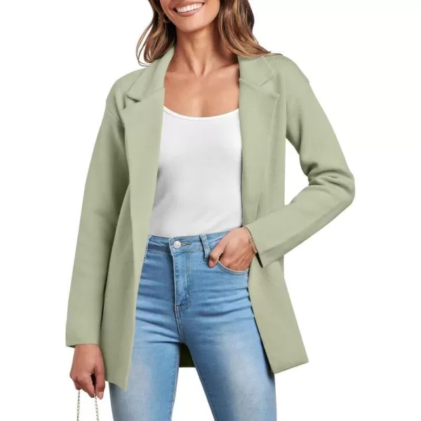 imageANRABESS Womens 2023 Open Front Cardigan Coats Long Sleeve Lapel Casual Chunky Sweater Blazer Jacket for Fall WinterLight Green