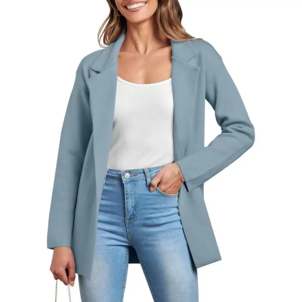 imageANRABESS Womens 2023 Open Front Cardigan Coats Long Sleeve Lapel Casual Chunky Sweater Blazer Jacket for Fall WinterSky Blue