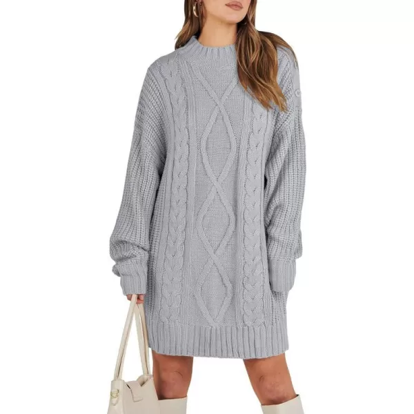 imageANRABESS Womens 2023 Oversized Sweater Dress Long Sleeve Crewneck Chunky Cable Knit Casual Short Pullover Dress TopsGray