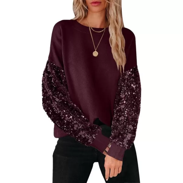 imageANRABESS Womens 2023 Trendy Sweaters Long Sleeve Crewneck Cable Knit Pullover Oversized Casual Chunky TopsBurgundy