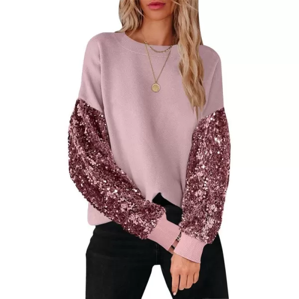 imageANRABESS Womens 2023 Trendy Sweaters Long Sleeve Crewneck Cable Knit Pullover Oversized Casual Chunky TopsPink