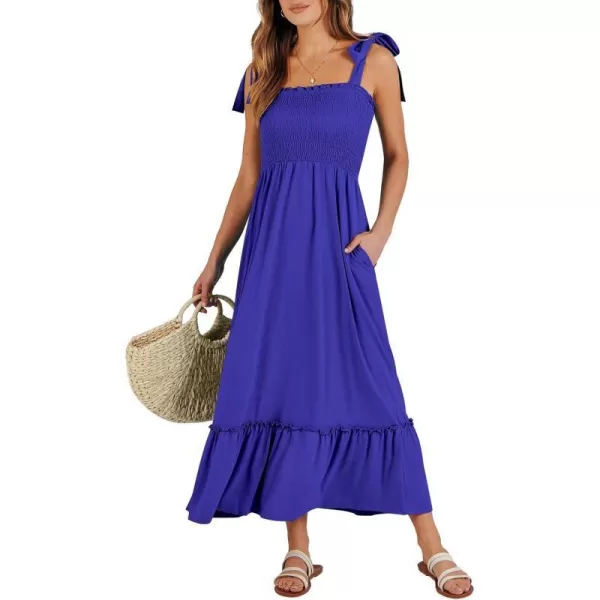 imageANRABESS Womens 2024 Summer Casual Spaghetti Strap Square Neck Smocked Flowy A Line Beach Long Maxi Sun DressRoyal Blue