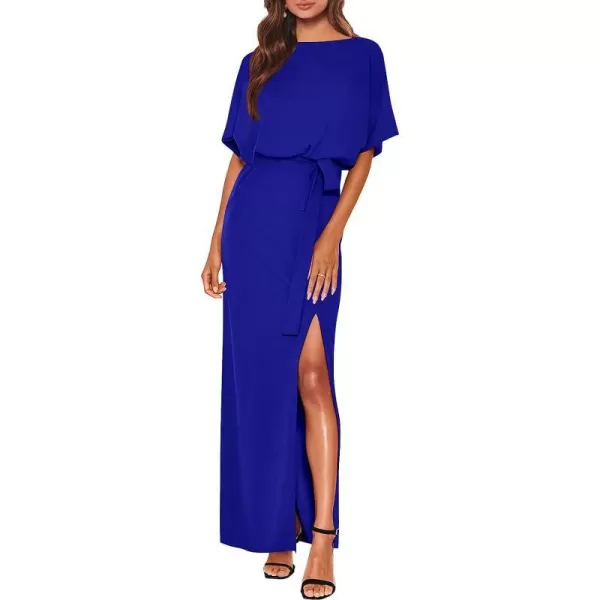 imageANRABESS Womens Batwing Sleeve Tie Waist Long Dresses Formal Party Wedding Guest Side Split Maxi Dress07royal Blue