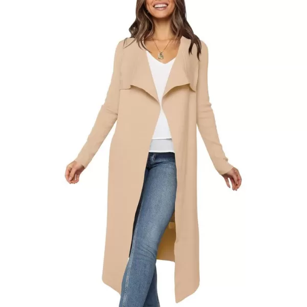imageANRABESS Womens Cardigan Sweater Open Front Long Jackets Knitted Sweater Soft Fuzzy 2023 Fall Winter Trench CoatApricot