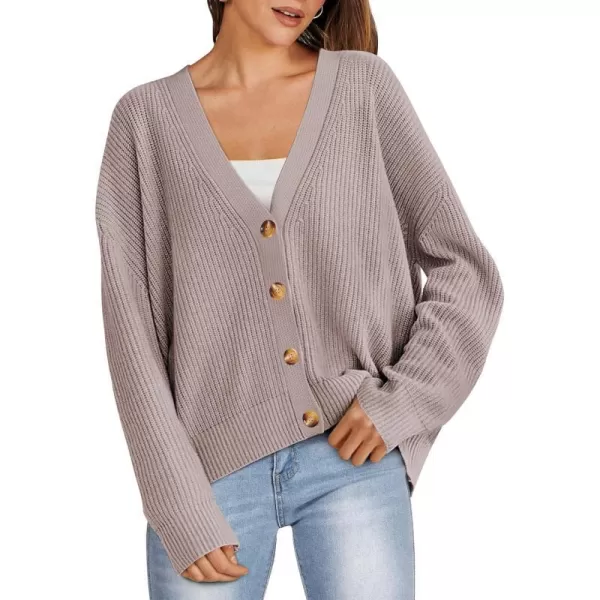 imageANRABESS Womens Cardigan Sweaters 2023 Fall Oversized Open Front Button V Neck Lightweight Cardigans Knit OuterwearPink Apricot