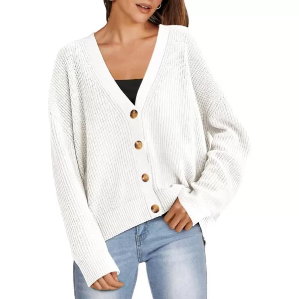 imageANRABESS Womens Cardigan Sweaters 2023 Fall Oversized Open Front Button V Neck Lightweight Cardigans Knit OuterwearWhite