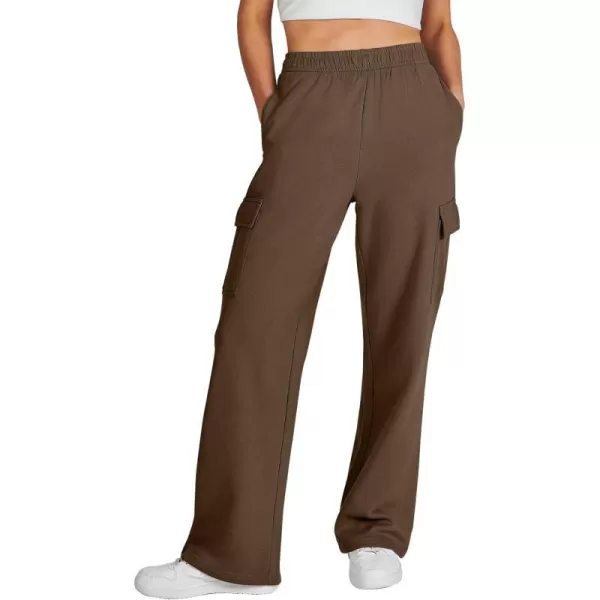 imageANRABESS Womens Cargo Sweatpants Casual Baggy Fleece High Waisted Athletic Lounge PantsBrown