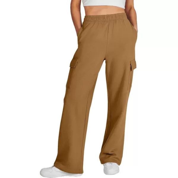 imageANRABESS Womens Cargo Sweatpants Casual Baggy Fleece High Waisted Athletic Lounge PantsRust
