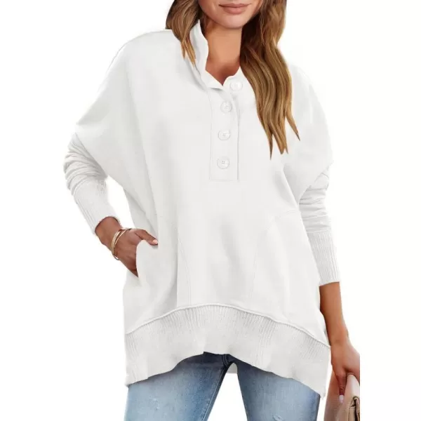 imageANRABESS Womens Casual Button Sweatshirts Oversized Hoodies 2023 Fall Winter Pullover Tops with PocketsWhite