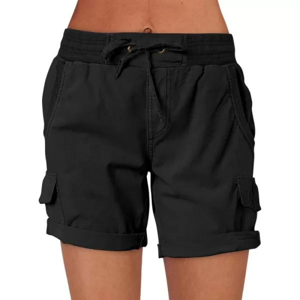 imageANRABESS Womens Casual Dressy High Waist Cotton Cargo Shorts 2024 Spring Fashion Hiking Outdoor Lounge Shorts 6 PocketsBlack