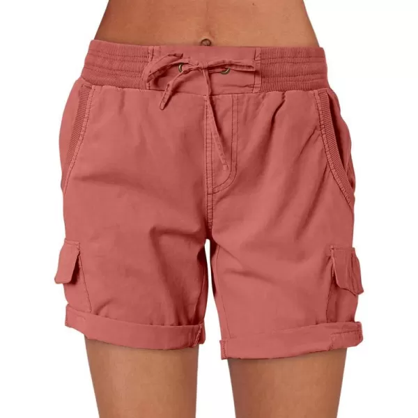 imageANRABESS Womens Casual Dressy High Waist Cotton Cargo Shorts 2024 Spring Fashion Hiking Outdoor Lounge Shorts 6 PocketsBrick Red