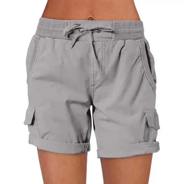 imageANRABESS Womens Casual Dressy High Waist Cotton Cargo Shorts 2024 Spring Fashion Hiking Outdoor Lounge Shorts 6 PocketsGray