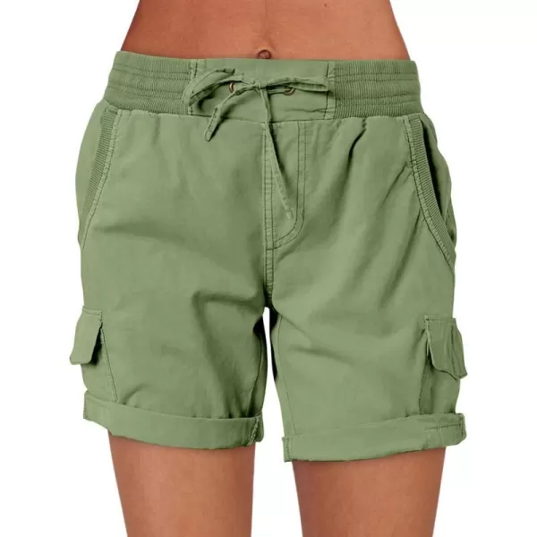 imageANRABESS Womens Casual Dressy High Waist Cotton Cargo Shorts 2024 Spring Fashion Hiking Outdoor Lounge Shorts 6 PocketsGreen