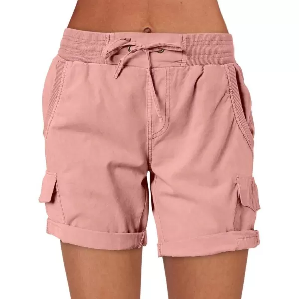 imageANRABESS Womens Casual Dressy High Waist Cotton Cargo Shorts 2024 Spring Fashion Hiking Outdoor Lounge Shorts 6 PocketsPink